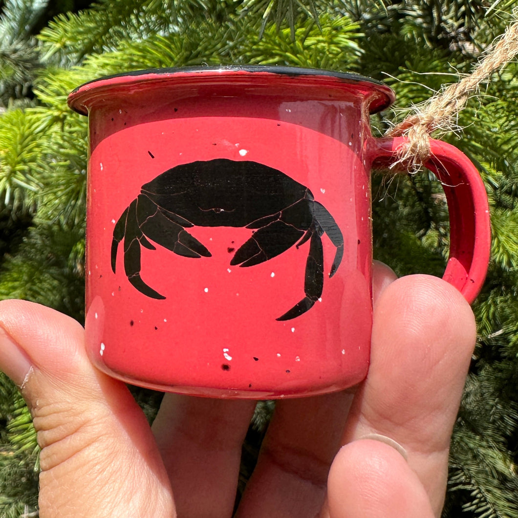 Crabby - Mini Enamel Campfire Espresso Mugs or Ornaments 3oz