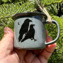 Load image into Gallery viewer, Celestial Raven - Mini Enamel Campfire Espresso Mugs or Ornaments 3oz
