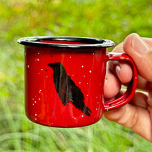 Load image into Gallery viewer, Perched Raven - Mini Enamel Campfire Espresso Mugs or Ornaments 3oz
