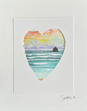 Load image into Gallery viewer, Rainbow Sky Haystack Heart 11 x 14  - Original Watercolor Paintings By Seasons Kaz Sparks
