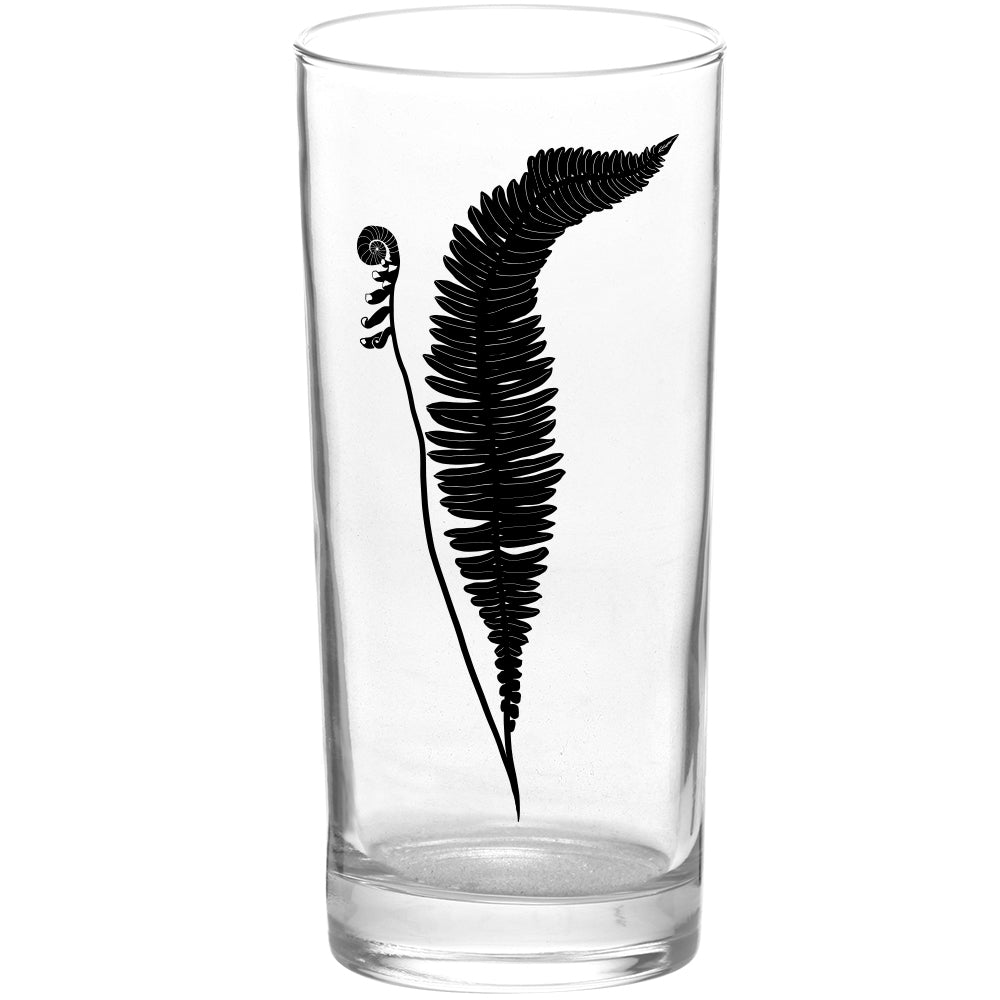 Botanical Fern Black Tall Collins Glass