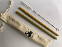 Load image into Gallery viewer, Biodegradable Reusable Bamboo Straw Set, Cleaner &amp; Bag

