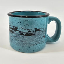 Load image into Gallery viewer, Whale&#39;s Tail Ocean Aqua Ceramic Campfire Mug
