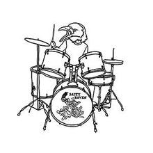 Load image into Gallery viewer, Salty Raven Drummer T-Shirt - Unisex Silver on Black
