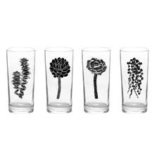 Load image into Gallery viewer, 4 Pack Boxed Set Succulent Garden Black Tall Collins Glasses
