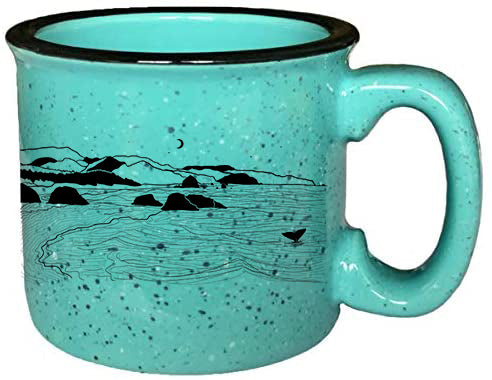 Whale's Tail Ocean Aqua Ceramic Campfire Mug