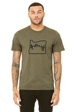 Load image into Gallery viewer, Oregon Map Mt Hood T-Shirt - Unisex Heather Olive
